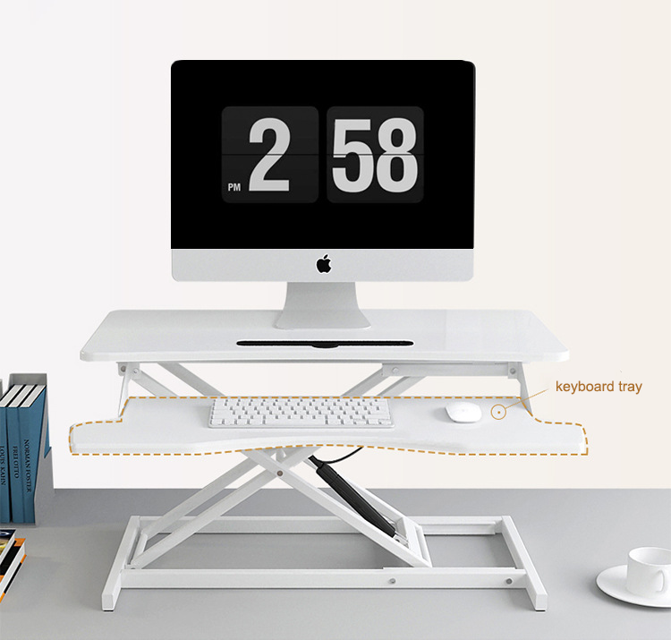pneumatic standing desk converter with keyboard tray